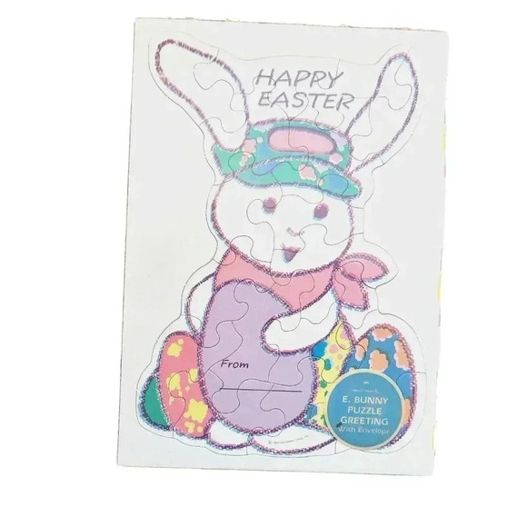 Hallmark Easter Bunny Puzzle Card Sealed New Old Stock Vintage With Envelope - Picture 1 of 2